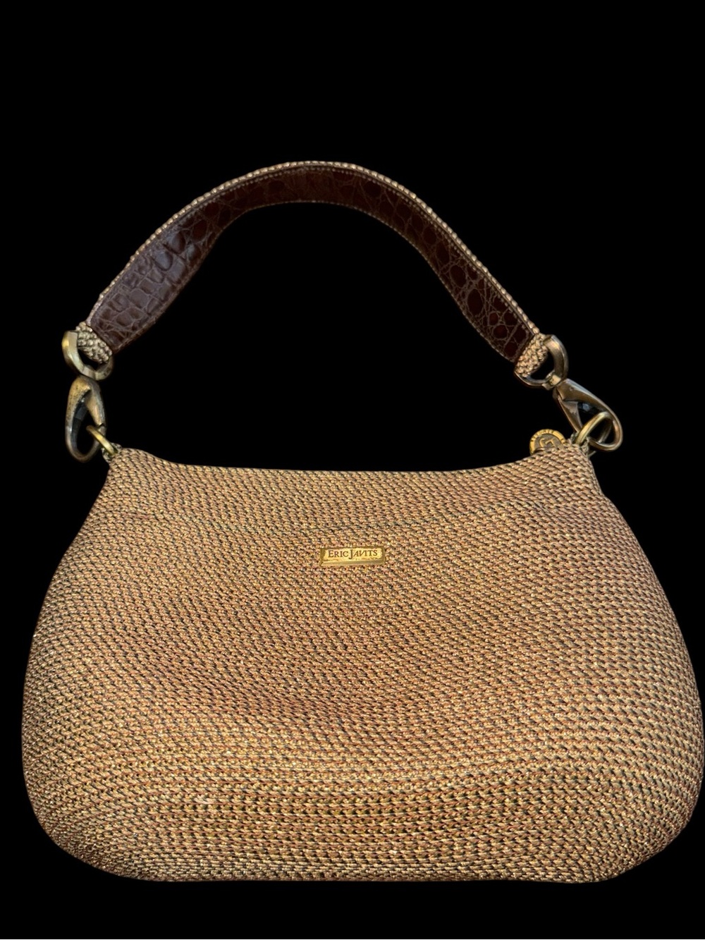 Eric Javits New York Squishee Woven Hobo Shoulder Bag Metallic Bronze Brown